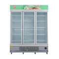 Three door beverage display chiller with light box